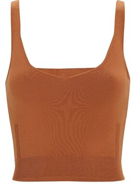 Ronny Kobo Laine Sleeveless Knit Crop Top in Cognac Small NWT
